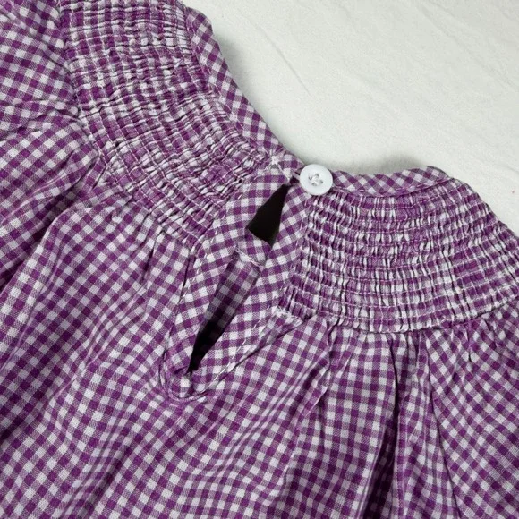 Unbranded Smocked Romper Baby 6-12M Purple Gingham Tiger Paw Print Kids EUC LSU - Picture 9 of 11